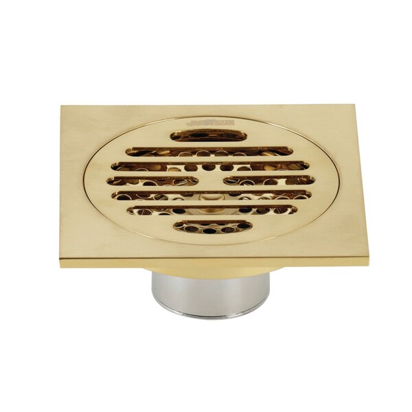 Kingston Brass BSF4262BB Watercourse Symmetric 4" Square Grid Shower Drain, Brass BSF4262BB - main